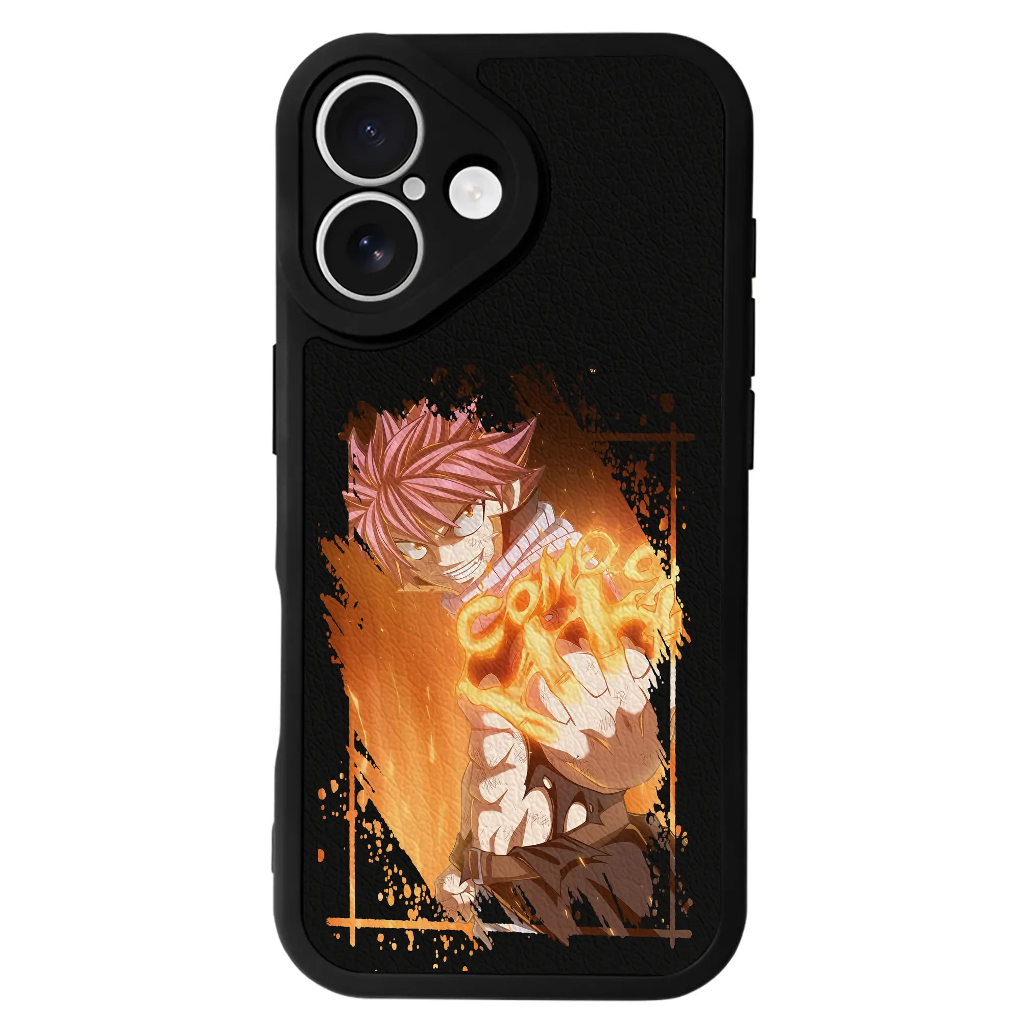 フェアリーテイル グッズ ナツ・ドラグニル - IPhone 16シリーズ対応 ・ シリコンスマホケース ・ レザー調 ・ 高精度フィット ・ 耐衝撃 ・ ワイヤレス充電対応 ・ 精密カット